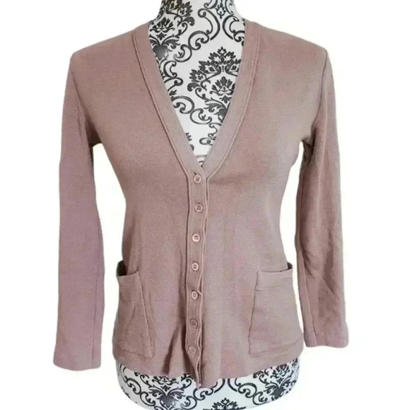 Ports International Cardigan Pure Virgin Wool Pink Button Down Vintage Women's M - Picture 2 of 10